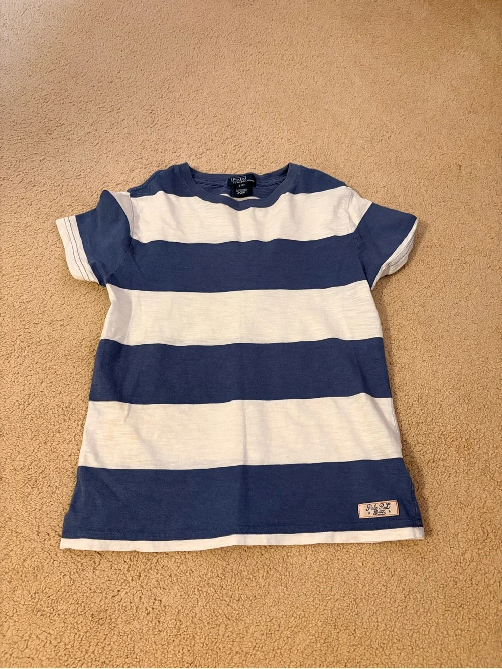 Ralph Lauren Blue & White Striped Short Sleeve Tee